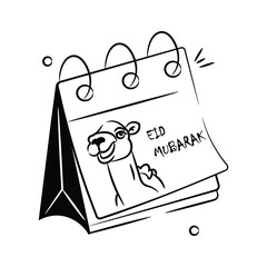 Camel on calendar denoting eid al adha calendar icon design