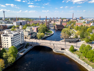 Obraz premium Aerial view of Tammerkoski in Tampere, Finland