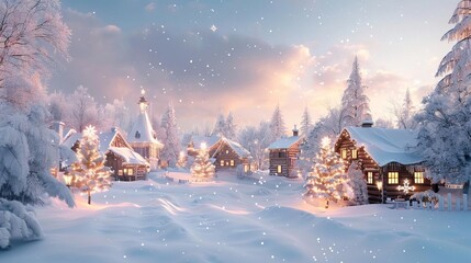 charming christmas village blanketed in snow festive winter landscape 3d illustration