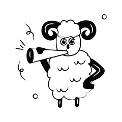 Trendy style doodle icon of eid al adha, ready to use editable vector