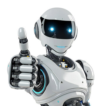 White robot giving a thumbs up transparent background