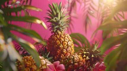 Fototapeta premium The essence of sunny climates and exotic locales embodied by the vibrant tropical charm of the pineapple