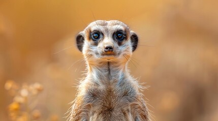 Fototapeta premium curious meerkat portrait of suricata suricatta blurred natural background adorable wildlife photography animal closeup