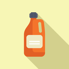 Flat design vector of an orange detergent bottle on a pastel background with shadow