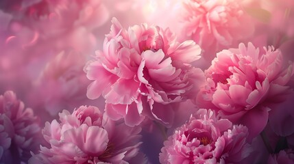 Fototapeta premium Miracle peony flowers background.