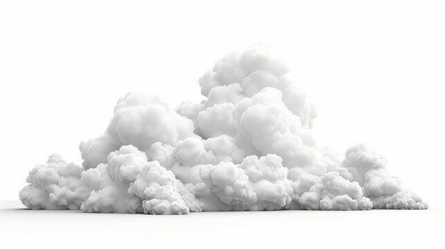 white cloud isolated on white background, simple design, minimalistic, png format, 3d render, hyper realistic
