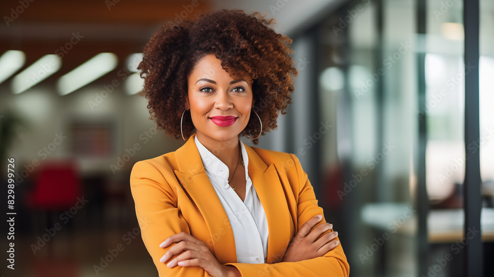 Wall mural portrait of a young afroamerican businesswoman looking directly concept of positive thinking about f