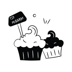 Ready to use icon of cupcake in modern doodle style