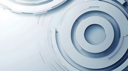 Blue white minimal round lines abstract futuristic tech background. Vector digital art banner design. Generative AI.