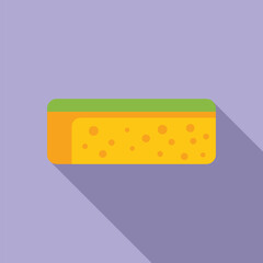 Vector graphic of a stylized cleaning sponge with shadow effect, isolated on a purple backdrop