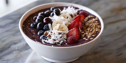 **Acai bowl**..Acai berries are a type of fruit that is native to the Amazon rainforest