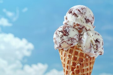 Vanilla Ice Cream Cone on Sunny Beach