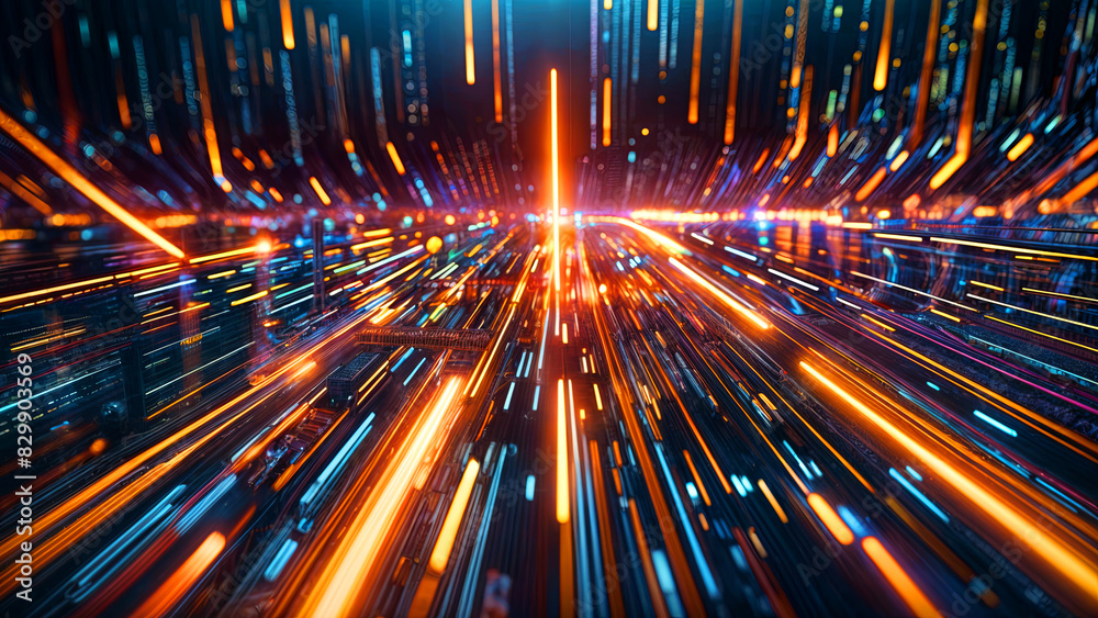 Poster dynamic abstract background featuring intersecting lines and vibrant lights creating a visually stri