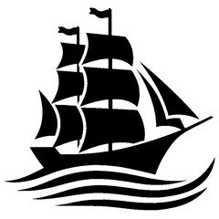 Silhouette of a boat sailing