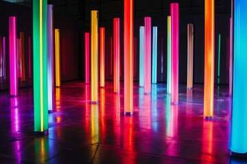 Neon lights arrangement against a dark backdrop