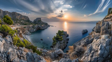 Beautiful beach views in Greece, Clean and beautiful, in the afternoon, which in Generate AI