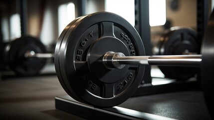 Naklejka premium barbell for fitness training in the gym.
