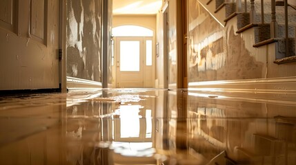 flooded interior highlighting extensive water damage and need for restoration services