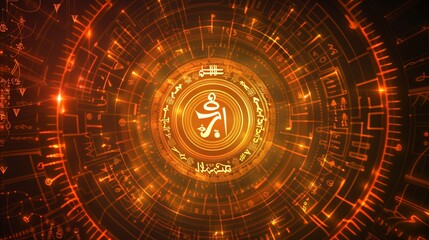 Obraz premium Zodiac sign background, fantasy, gold colors, shining, glow