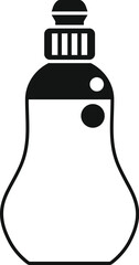 Simplified vector icon of a detergent bottle in black and white, suitable for various design uses