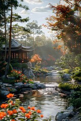 Obraz premium A beautiful natural landscape garden