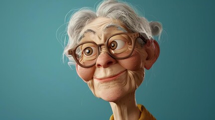 humorous portrait of a smiling elderly woman ai generated digital character illustration - Powered by Adobe