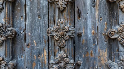 intricate carvings on weathered wooden gates timeless charm and rustic beauty closeup photography