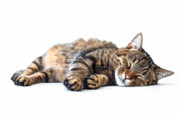 Obraz premium Cat resting on clear background - a peaceful feline nap on a see-through surface