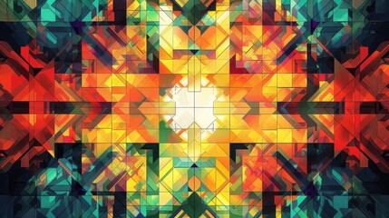 intricate geometric cross pattern in vivid colors abstract generative art digital art