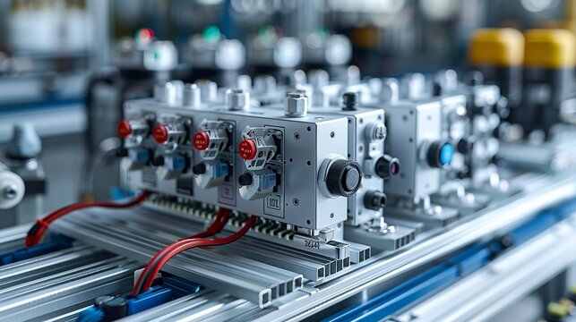 Blueprint of control system schematics combined with actual control system hardware. Minimal and Simple style