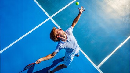 young tennis player in action.mixed media