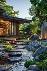 Fototapeta premium Essential Elements of Japanese Zen Gardens: A Guide to Serenity and Tranquility