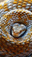 Fototapeta premium A coiled diamondback rattlesnake.