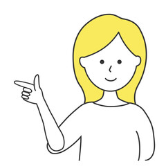 ポイントを指差して笑顔で説明する女性のベクターイラスト