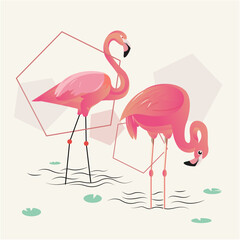 Obraz premium Pink Flamingo Bird Illustration Vector Design_03
