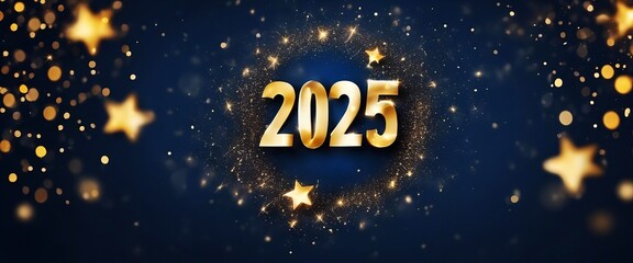 A banner with the number 2025 and stars surrounding it