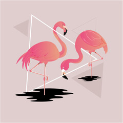 Pink Flamingo Bird Illustration Vector Design