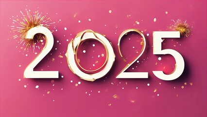 A pink background with a white number 2025 written in gold letters