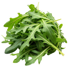 Fresh arugula leaves on a white background. AI generated