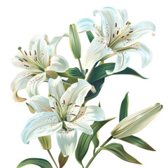 White lilies ,isolated on white background
