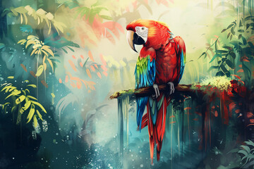 Colorful Parrot in Lush Jungle
