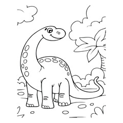 coloring page illustration of a long-necked dinosaur
