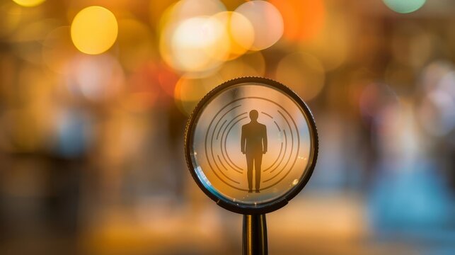 magnifying glass focusing on human figure target customer focus and service concept