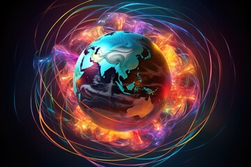 a planet with a bright light, A representation of the electromagnetic spectrum