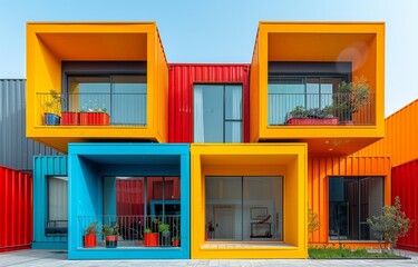 modern architecture concepts with colorful facades created with Generative AI technology