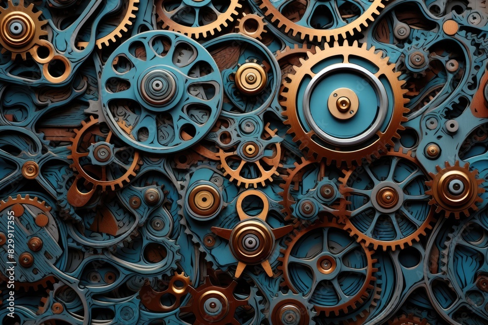 Aufkleber a background of interconnected gears representing molecular machinery