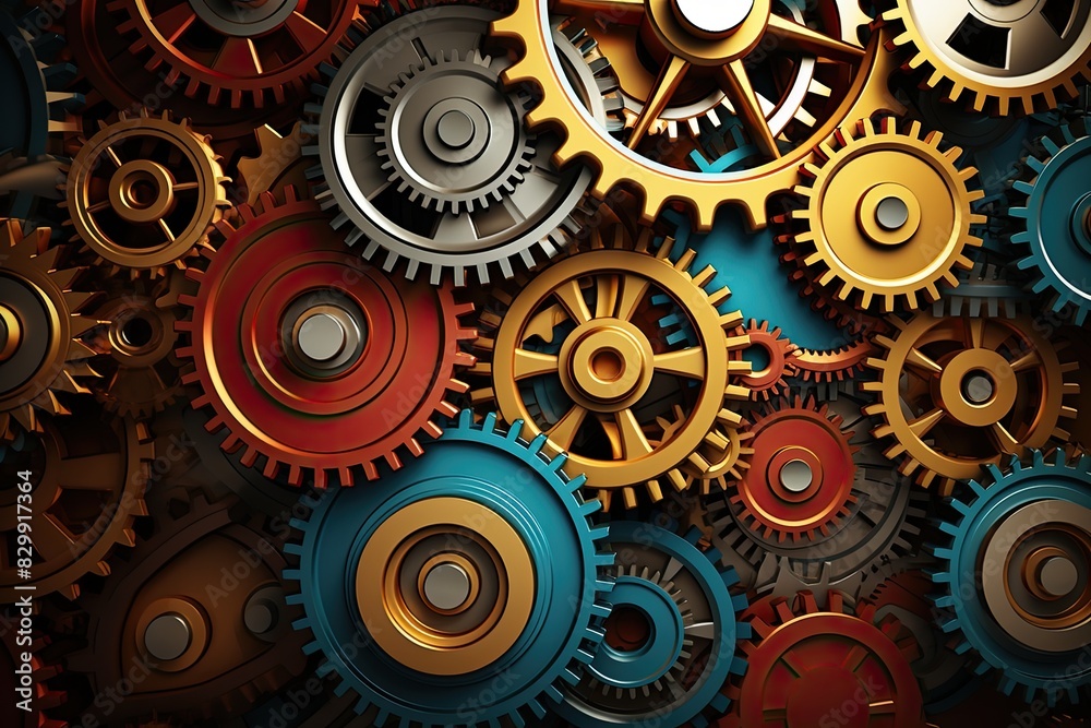 Aufkleber a background of interconnected gears representing molecular machinery