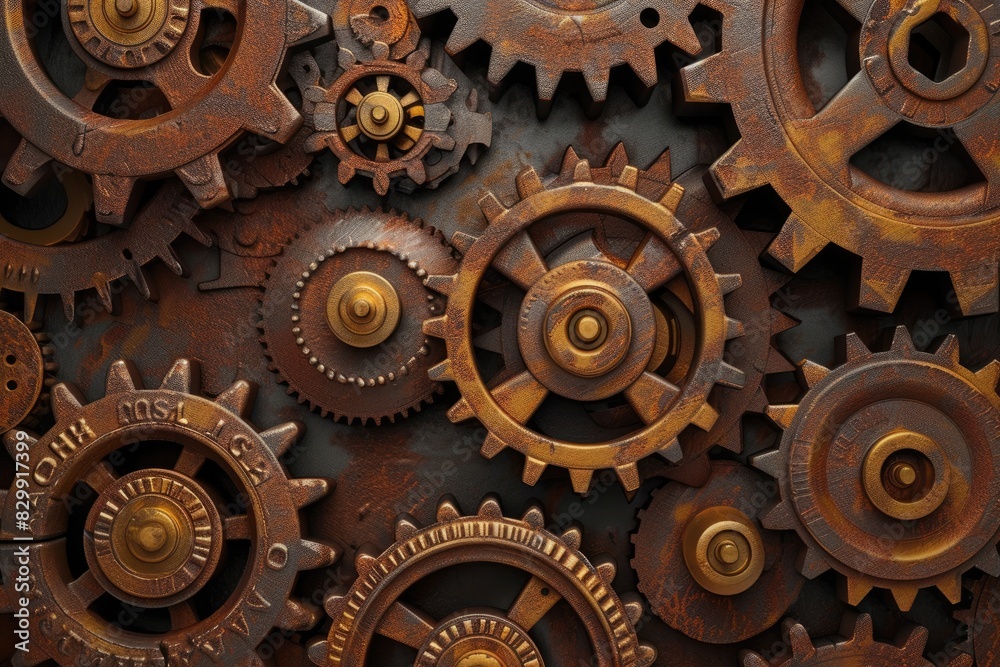 Aufkleber a background of interconnected gears representing molecular machinery