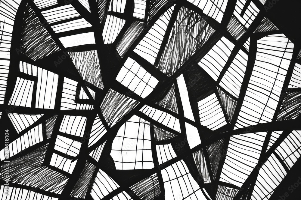 Leinwandbilder a black and white drawing of a pattern, abstract patterns using only black and white scribbles