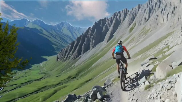 Mountain bike trail. Seamless looping time-lapse 4k video animation background
